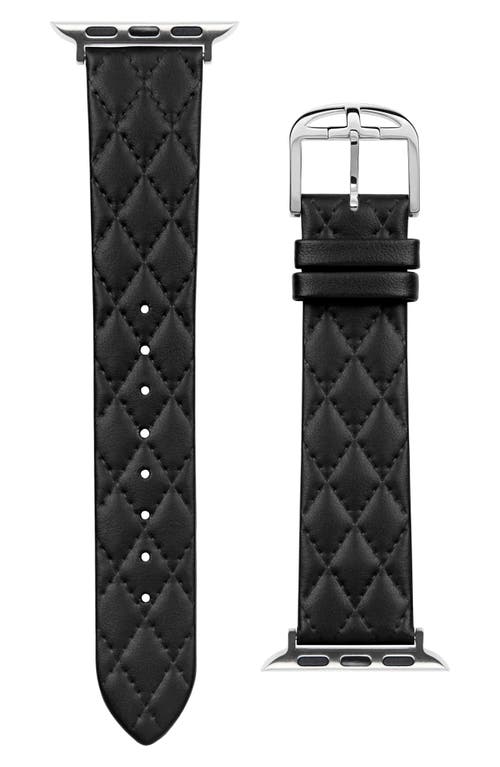 Quilted Leather Apple Watch Watchband in Black