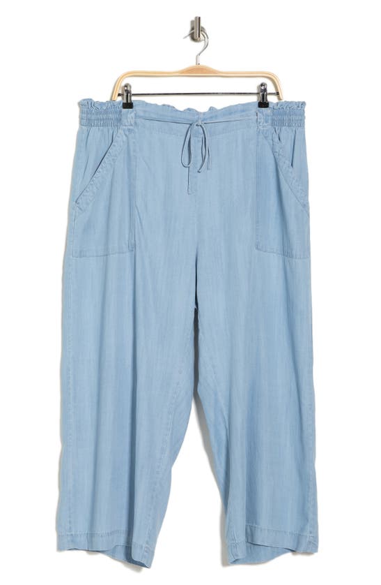 Shop T Tahari Tencel® Crop Wide Leg Pants In Light Blue Wash
