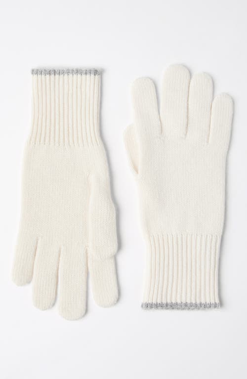 Shop Brunello Cucinelli Cashmere Knit Gloves In Ecru