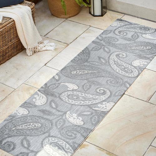 Jonathan Y Julien Paisley High-low Light Indoor/outdoor Area Rug In Light Gray/ivory