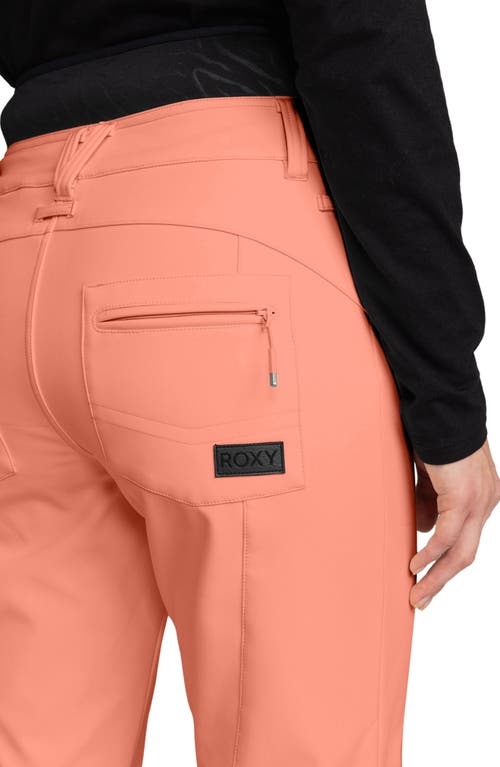 Roxy Rising High Waterproof Shell Snow Pants In Peach Pink