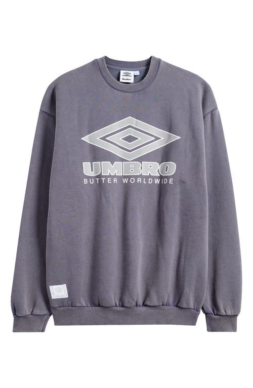 Butter Goods X Umbro Diamond Logo Graphic Sweatshirt In Washed Slate