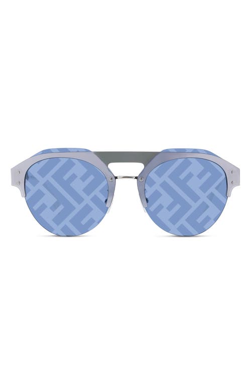 Fendi The  Technicolor Oval Sunglasses In Shiny Palladium/blu Mirror