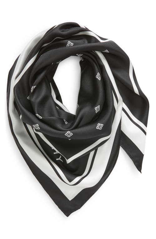 Shop Givenchy 4g Silk Square Scarf In 1- Black/white