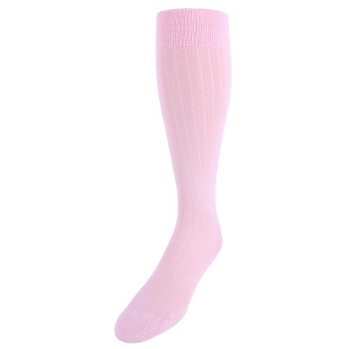 Shop Trafalgar Jasper Ribbed Over The Calf Solid Color Mercerized Cotton Socks In Pink