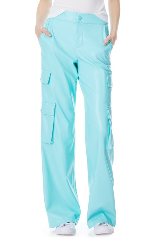 Alice + Olivia Hayes Faux Leather Cargo Pants in Aqua Blue