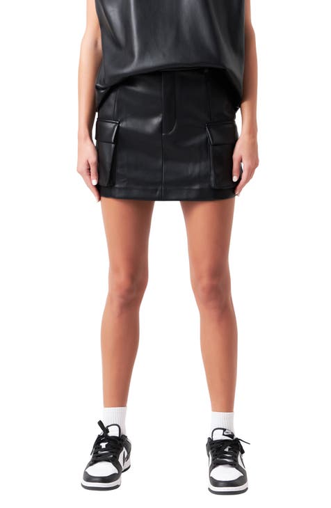 Cargo Faux Leather Miniskirt