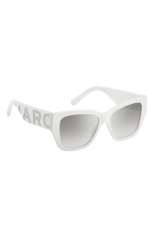 Shop Marc Jacobs 55mm Cat Eye Sunglasses In White Grey/grey Silver