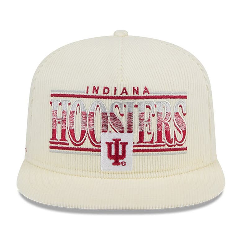 Shop New Era White Indiana Hoosiers Throwback Golfer Corduroy Snapback Hat In Cream
