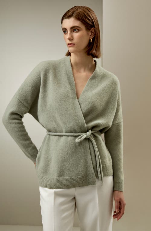 Shop Lilysilk Lounge Wrap Wool Knit Cardigan For Women In Pale Turquoise