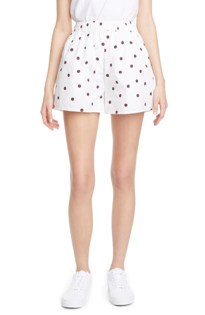 GANNI POLKA DOT PRINT COTTON POPLIN SHORTS,F4633