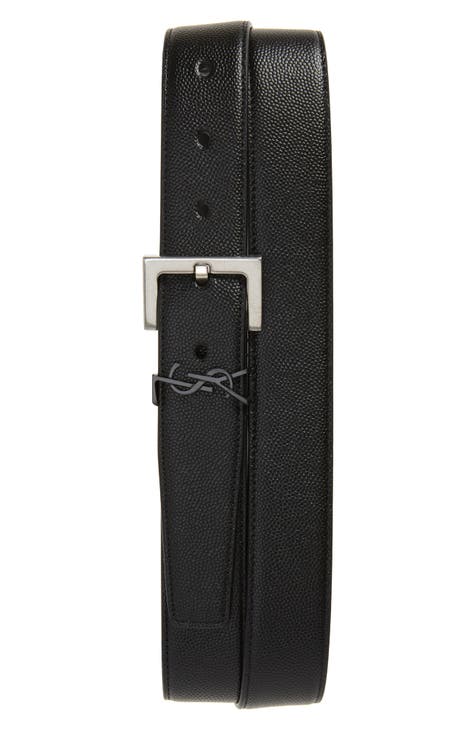 Saint Laurent Monogram Leather Belt - Black - Belts