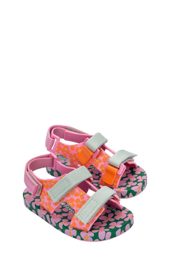Melissa Kids' Mini  Ping Pong Fabula Print Sandal In Pink/ Green
