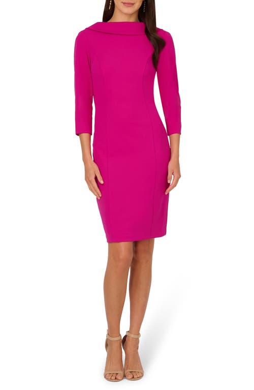 Shop Adrianna Papell Crepe Sheath Dress In Pink Flambe