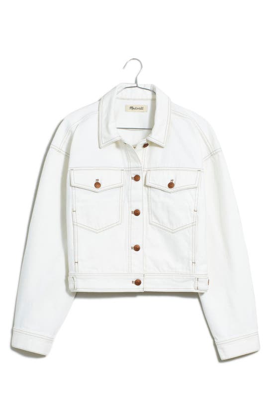 Shop Madewell Button Front Denim Jacket In Tile White