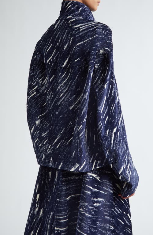 Shop Marni Cotton Stretch Fleece Cocoon Jacket In Midnight