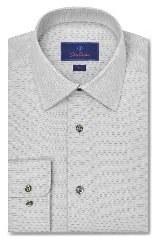 David Donahue Trim Fit Dobby Dot Twill Dress Shirt Pearl at Nordstrom, 