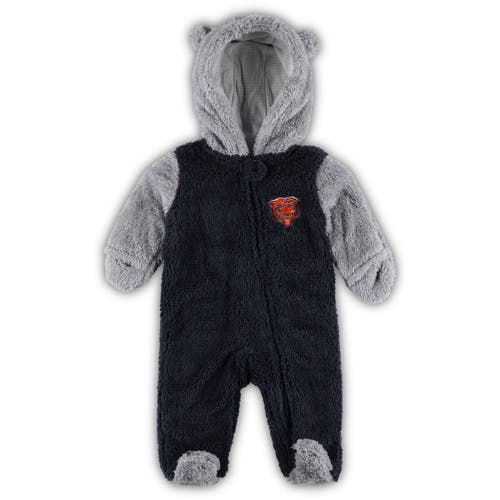 Outerstuff Newborn & Infant Navy/Gray Chicago Bears Game Nap Teddy Fleece Bunting Full-Zip Sleeper