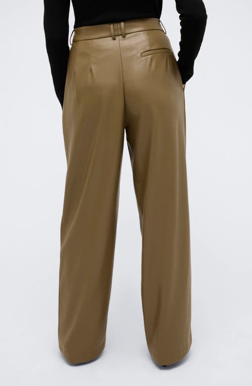 Kenneth Cole High Rise Pleated Faux Leather Pants In Wheatgrass