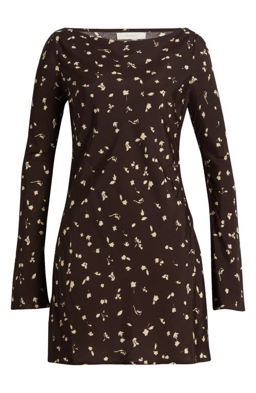 Shop Faithfull The Brand Lilou Long Sleeve Minidress In Clover Brown