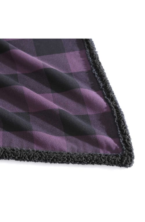 Eddie Bauer Cabin Plaid Cotton Flannel Reversible Throw Blanket In Dark Purple