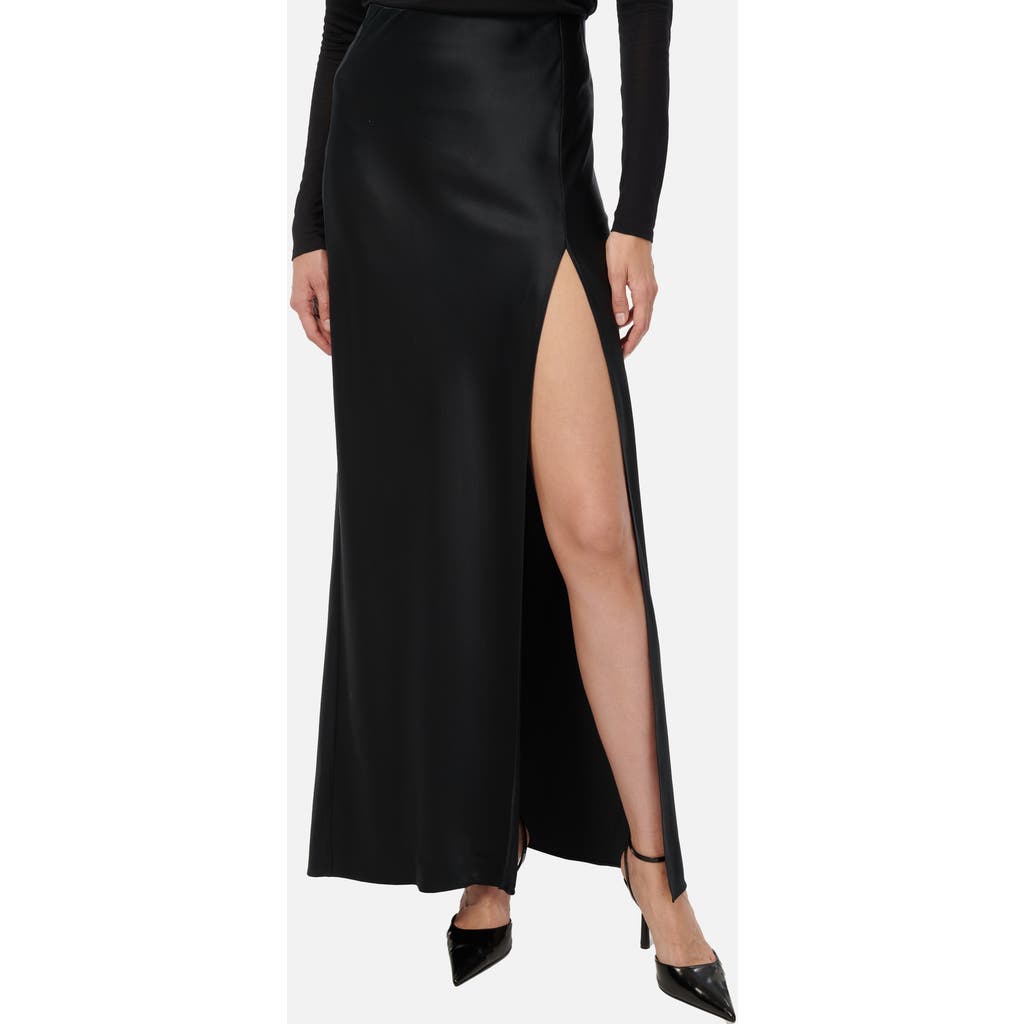Cami Nyc Slit Hem Stretch Silk Charmeuse Maxi Skirt In Black