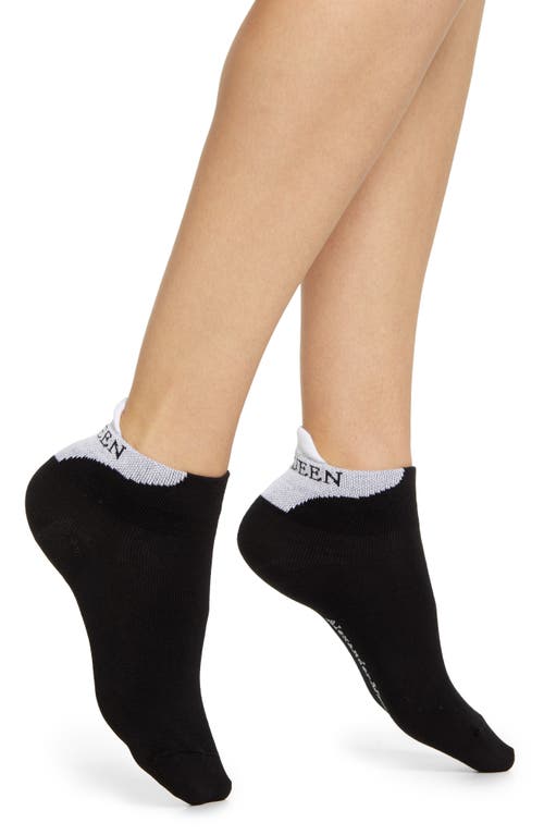 Logo Heel Tab Ankle Socks in Black/White