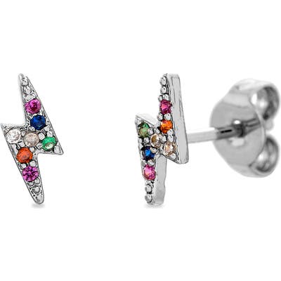 Lesa Michele Multicolor Cubic Zirconia Lightning Bolt Stud Earrings