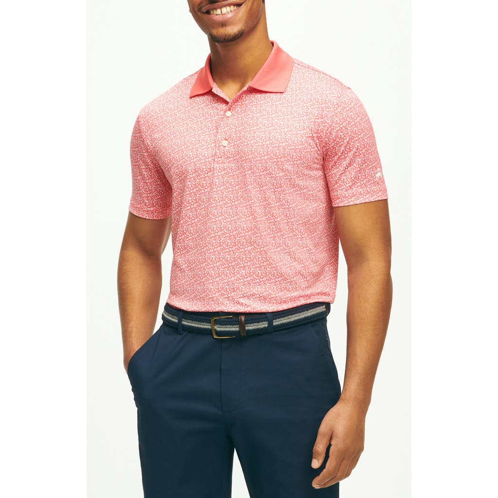Brooks Brothers Floral Print Performance Golf Polo In Pink