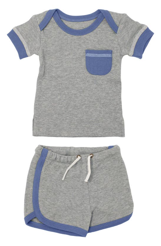 L'ovedbaby Babies' Organic Cotton T-shirt & Shorts Set In Slate Heather