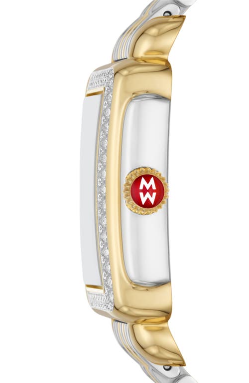 Shop Michele Deco Mid Fleur Diamond Special Edition Bracelet Watch, 29mm X 31mm In Two Tone/multi