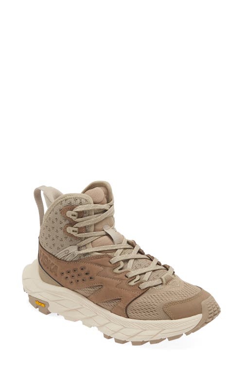 Hoka Anacapa Breeze Aero Mid Breathable Trail Running Shoe In Dune/eggnog