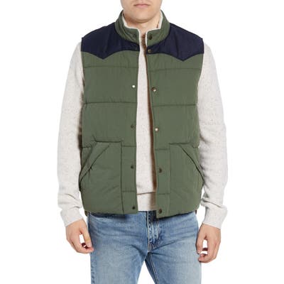 Faherty Quilted Western Vest, Green