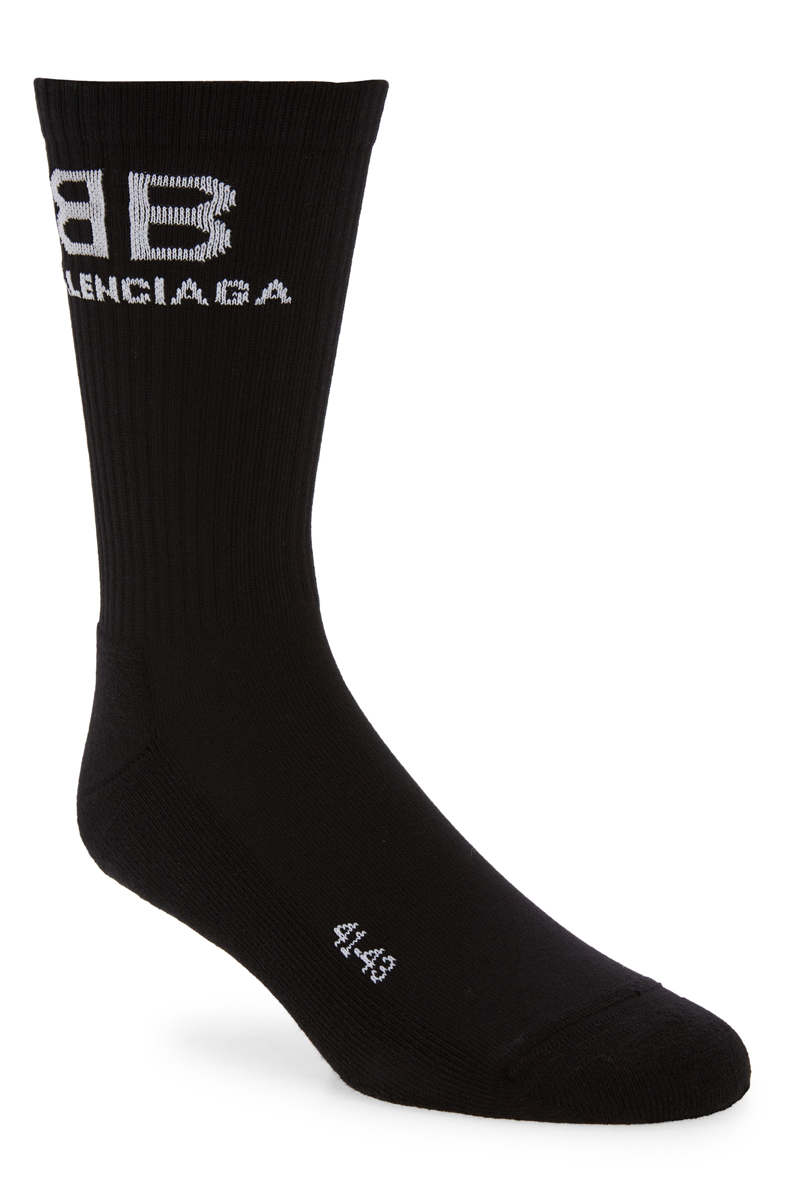 Balenciaga BB Logo Crew Socks in Black/White at Nordstrom, Size X-Large