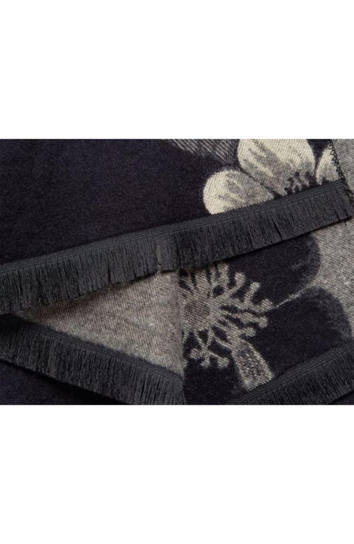 Saachi Floral Reversible Scarf In Black/grey/white