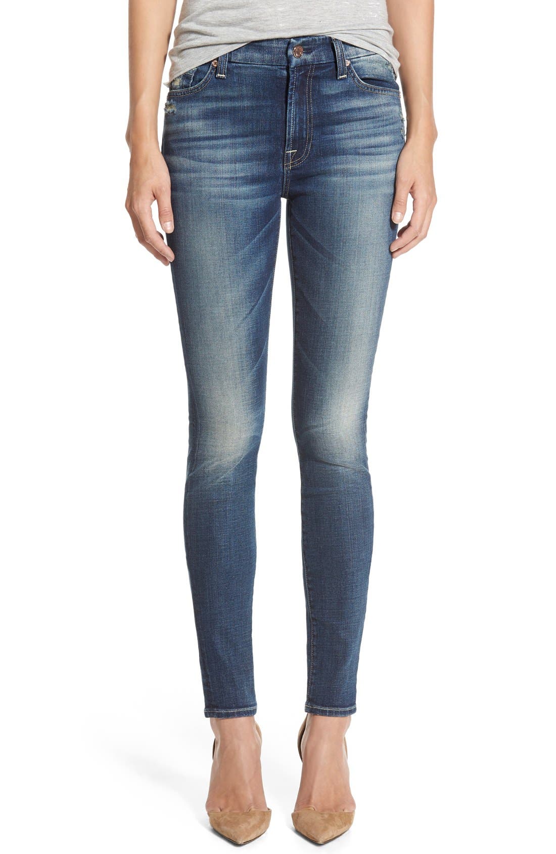 7 For All Mankind® High Waist Skinny Jeans (Icelandic Blue) Nordstrom