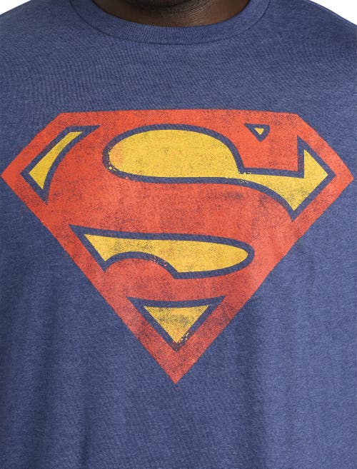 Shop True Nation By Dxl Classic Superman Logo Graphic Tee In Navy Heather