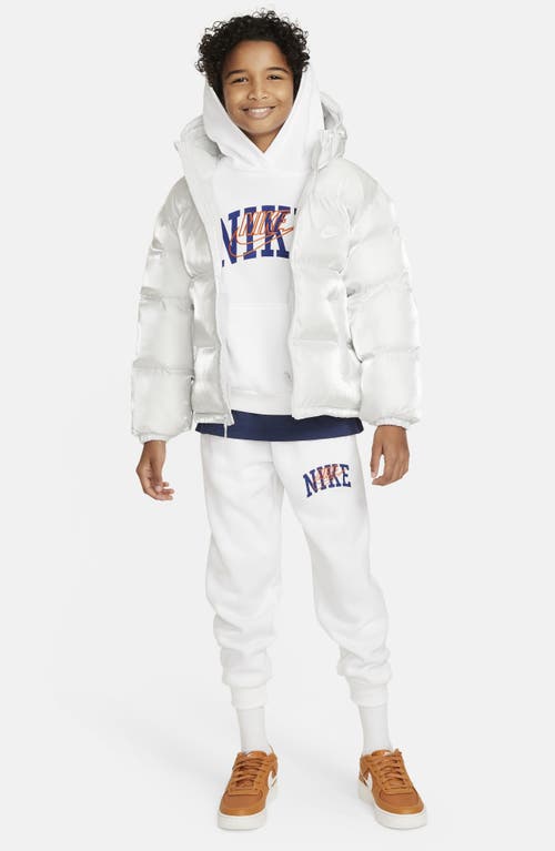 Shop Nike Kids' Sportswear Fleece Joggers In White/safety Orange