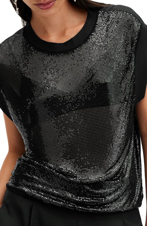 Shop Allsaints Shane Mixed Media Chainmail Top In Black