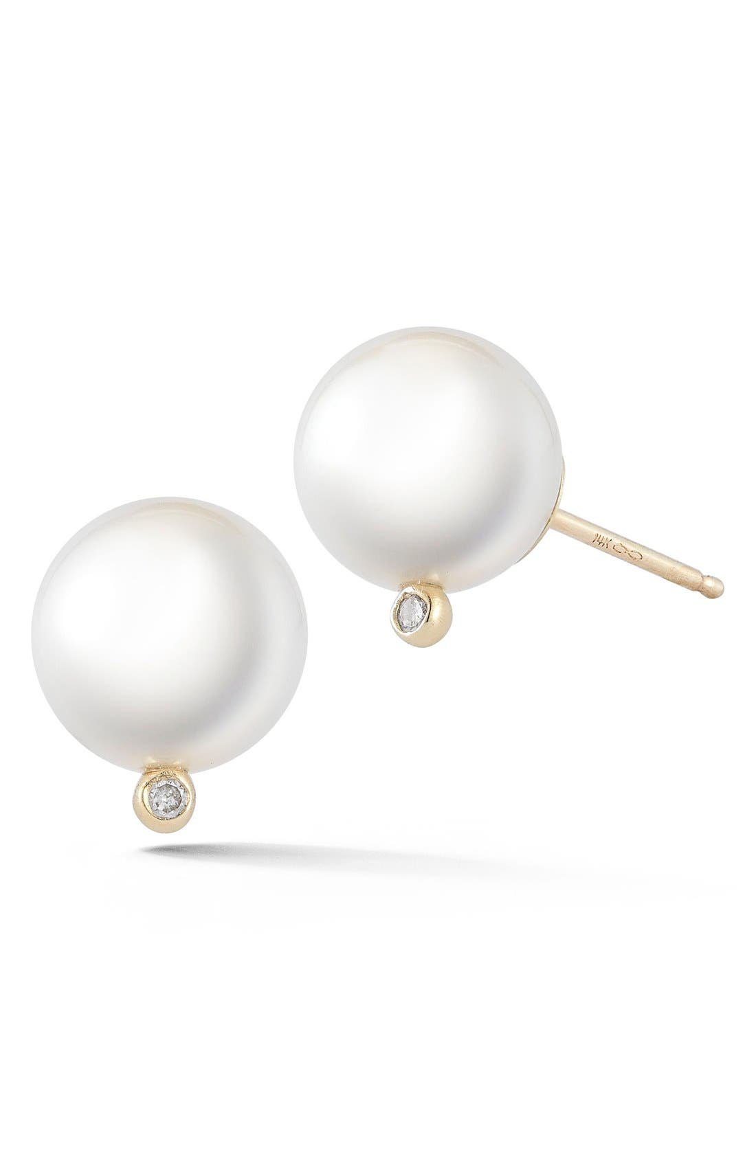 Mizuki Pearl & Diamond Stud Earrings Nordstrom
