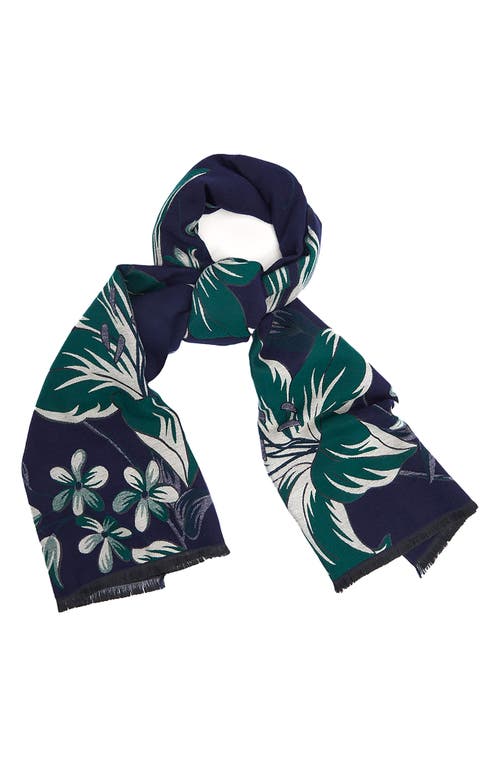 Saachi Floral Reversible Scarf In Navy