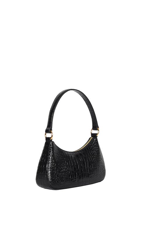 Shop Hyer Goods Upcycled Leather Mini Shoulder Bag In Black Croco