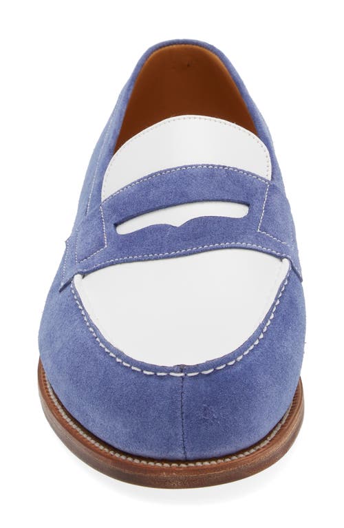 Shop Jm Weston 180 Penny Loafer In Blue Limoges/white