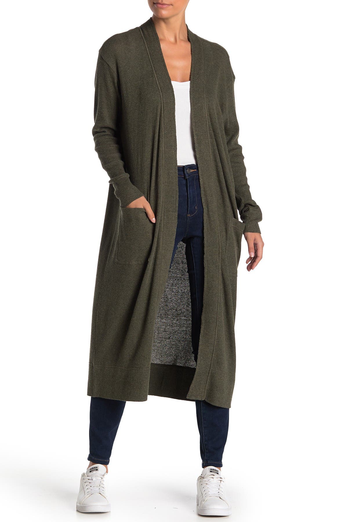 waffle knit duster cardigan