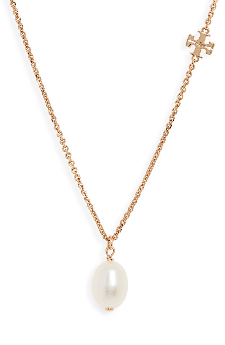 Tory Burch Logo Pearl Pendant Necklace | Nordstrom