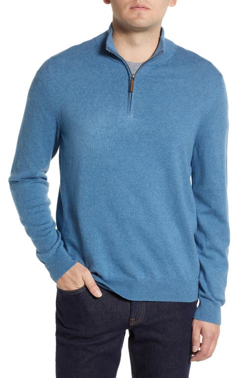 Nordstrom Half Zip Cotton & Cashmere Pullover Sweater in Blue Captain