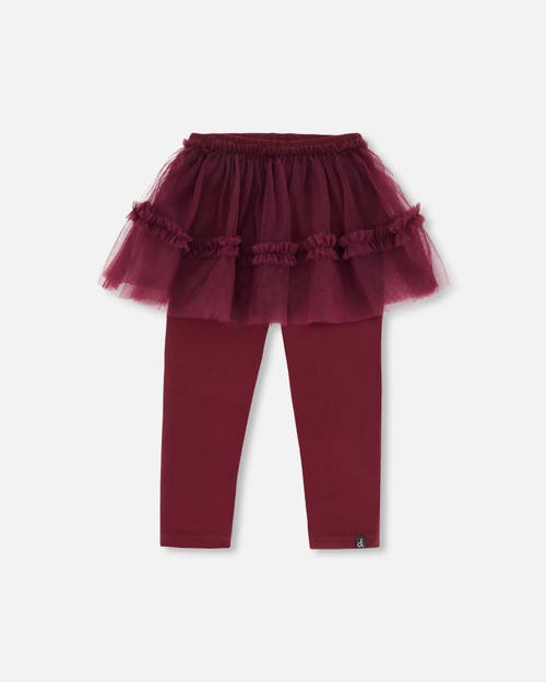 Shop Deux Par Deux Baby Girl's Leggings With Tulle Skirt Burgundy In Windsor Wine