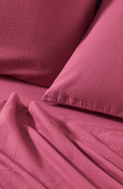 Woven & Weft Solid Cotton Flannel Sheet Set In Pink Frost