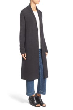 Eileen Fisher Ribbed Merino Wool Open Front Long Cardigan | Nordstrom
