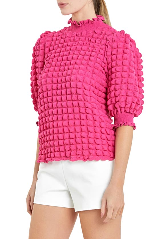 Shop English Factory Textured Mock Neck Top In Pink